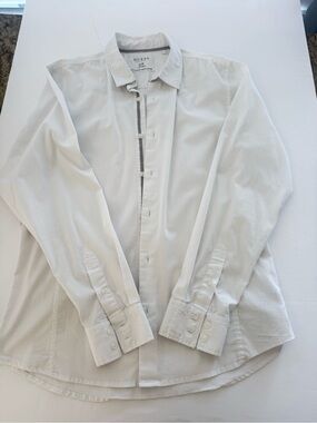 GUESS Men's White Cotton Button-Up Dress Shirt